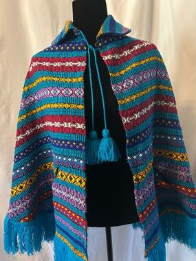 Vibrant Guatemalan Handmade Slotted Cape